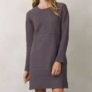 prAna Gray Textured Knit Long Sleeve A-Line Dress Women’s Size M